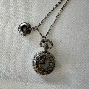 Silver Pocket Watch Necklace